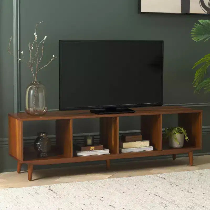 Mueble de TV abierto con 4 estantes - Acacia natural