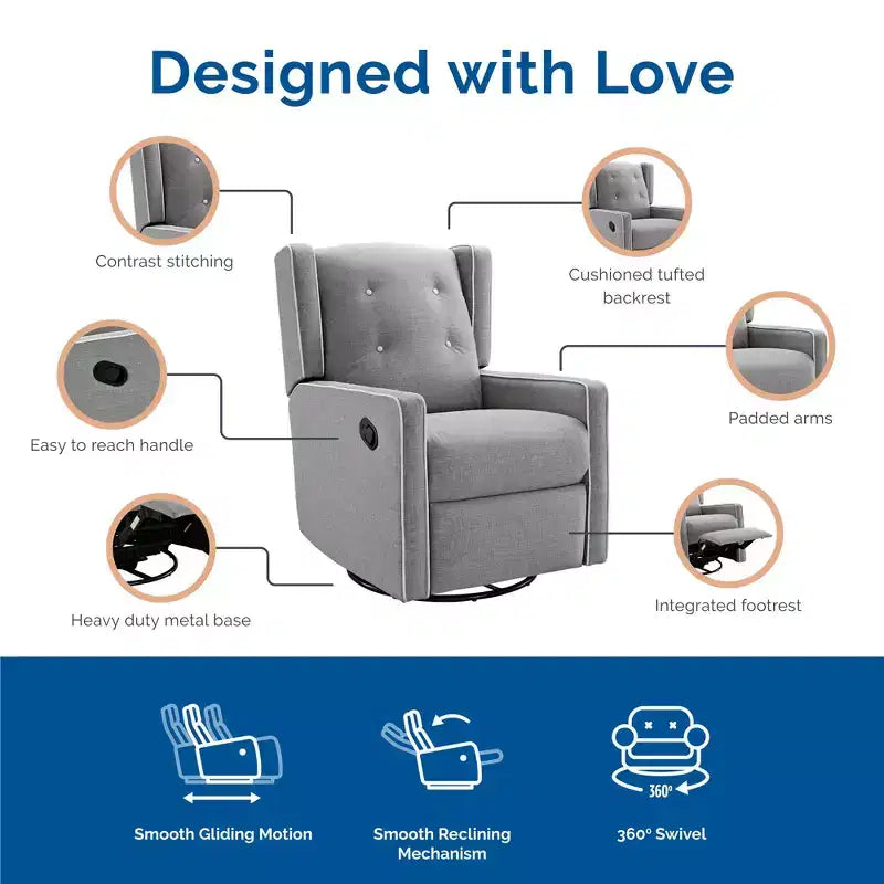 Mecedora reclinable giratoria 4 en 1 para habitación de bebé