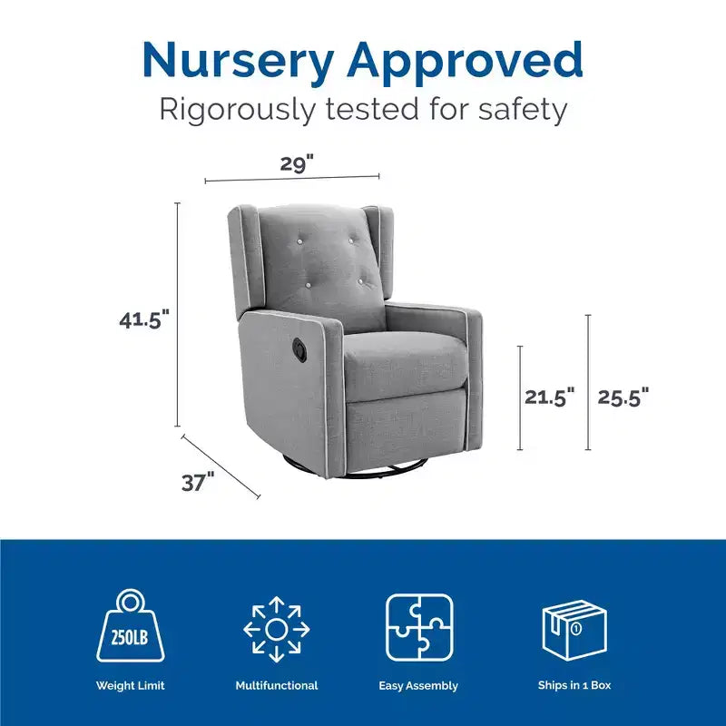 Mecedora reclinable giratoria 4 en 1 para habitación de bebé
