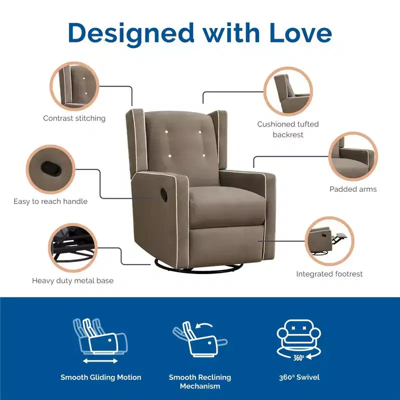 Mecedora reclinable giratoria 4 en 1 para habitación de bebé