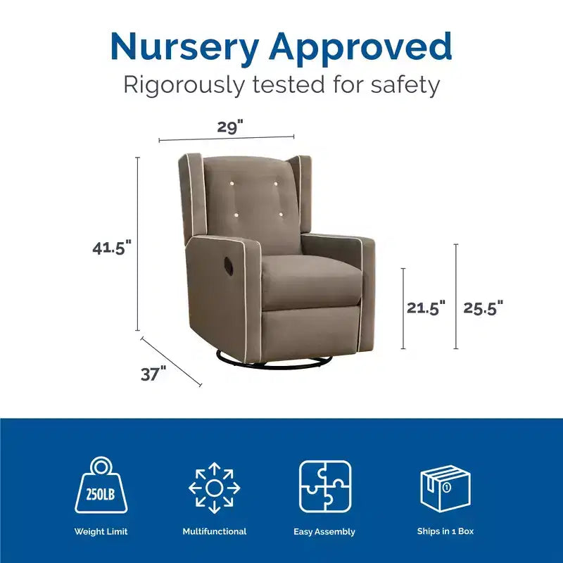 Mecedora reclinable giratoria 4 en 1 para habitación de bebé