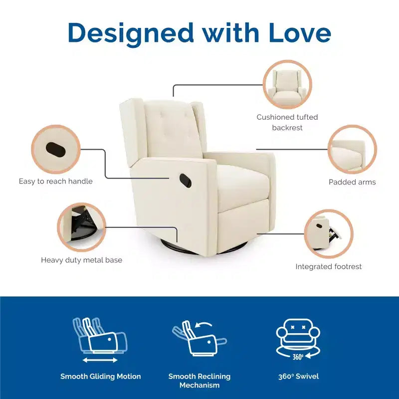 Mecedora reclinable giratoria 4 en 1 para habitación de bebé