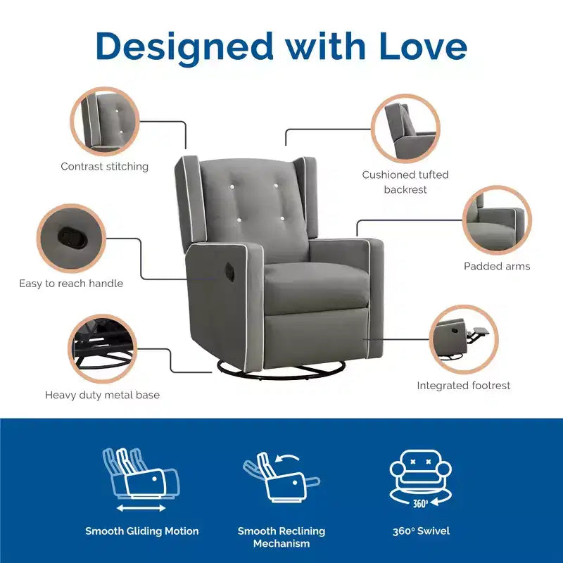 Mecedora reclinable giratoria 4 en 1 para habitación de bebé