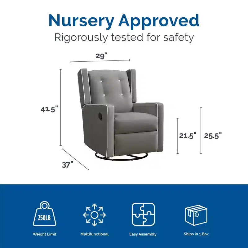 Mecedora reclinable giratoria 4 en 1 para habitación de bebé