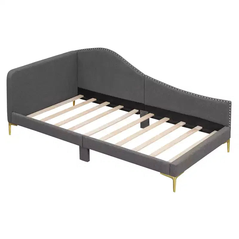 Sofá cama tapizado individual con cabecero y apoyabrazos