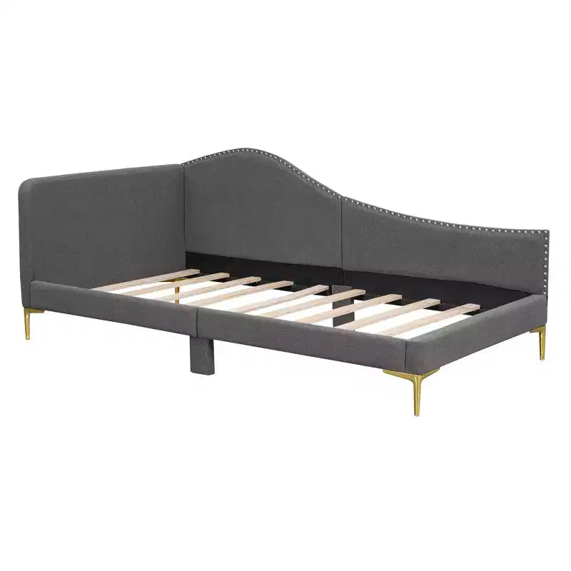 Sofá cama tapizado individual con cabecero y apoyabrazos