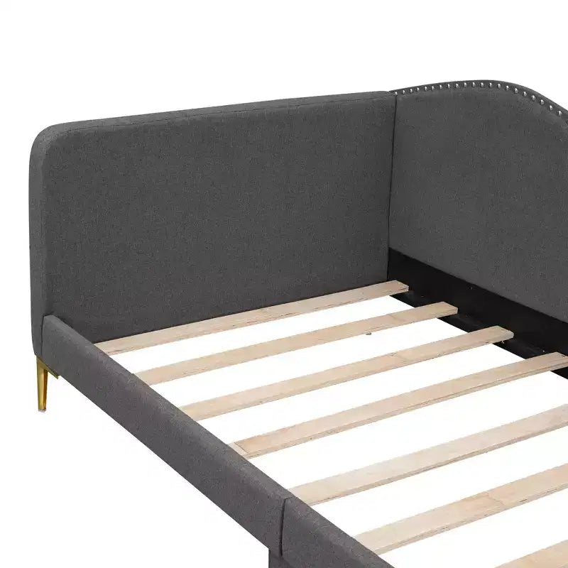 Sofá cama tapizado individual con cabecero y apoyabrazos