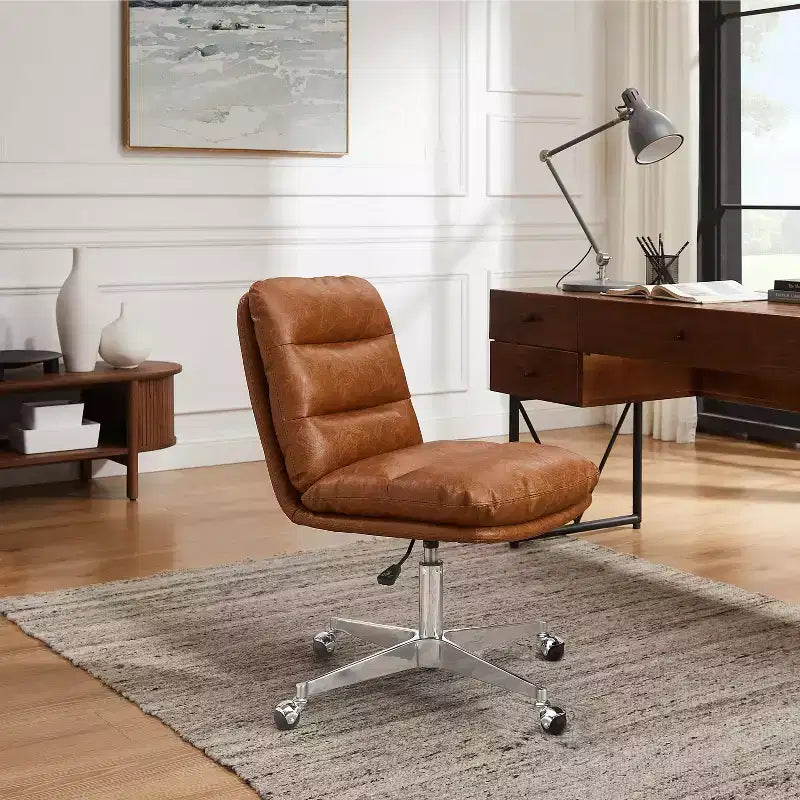 Sillón giratorio y regulable de oficina en casa de piel sintética