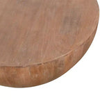 Mesa de centro de madera en forma de tambor de 35.5 pulgadas con base de diseño de tablones