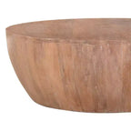 Mesa de centro de madera en forma de tambor de 35.5 pulgadas con base de diseño de tablones