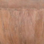 Mesa de centro de madera en forma de tambor de 35.5 pulgadas con base de diseño de tablones