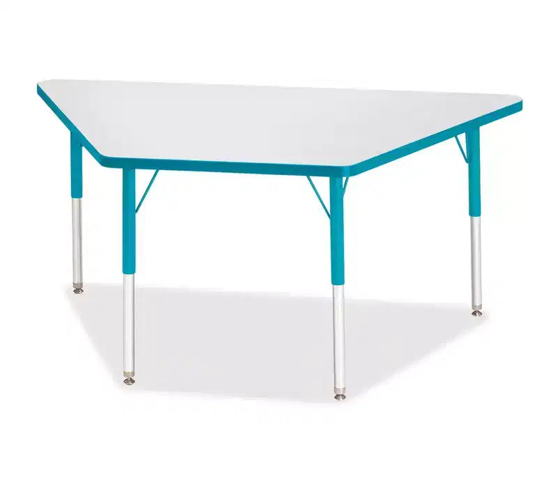Jonti-Craft Berries Adult-Size Gray Laminate Trapezoid Table 30 x 60 in Blue