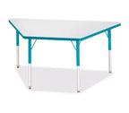 Jonti-Craft Berries Adult-Size Gray Laminate Trapezoid Table 30 x 60 in Blue