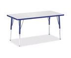 Mesa rectangular (61 x 122 cm) de altura para adultos con borde de color en azul