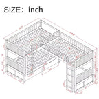Litera doble con litera superior adjunta, literas de madera maciza con dos cajones y escaleras para niños, niñas, fácil montaje