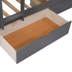 Litera doble con litera superior adjunta, literas de madera maciza con dos cajones y escaleras para niños, niñas, fácil montaje