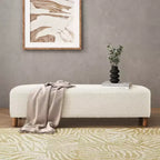 Cómodo banco otomano tapizado con patas de madera, taburete rectangular extralargo para dormitorio, entrada, pasillo