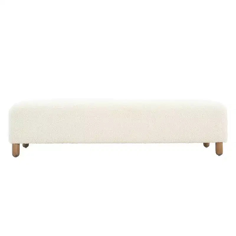 Cómodo banco otomano tapizado con patas de madera, taburete rectangular extralargo para dormitorio, entrada, pasillo