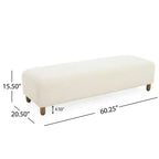 Cómodo banco otomano tapizado con patas de madera, taburete rectangular extralargo para dormitorio, entrada, pasillo