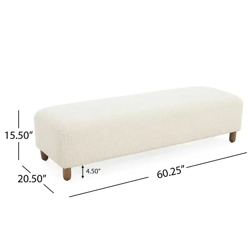 Cómodo banco otomano tapizado con patas de madera, taburete rectangular extralargo para dormitorio, entrada, pasillo