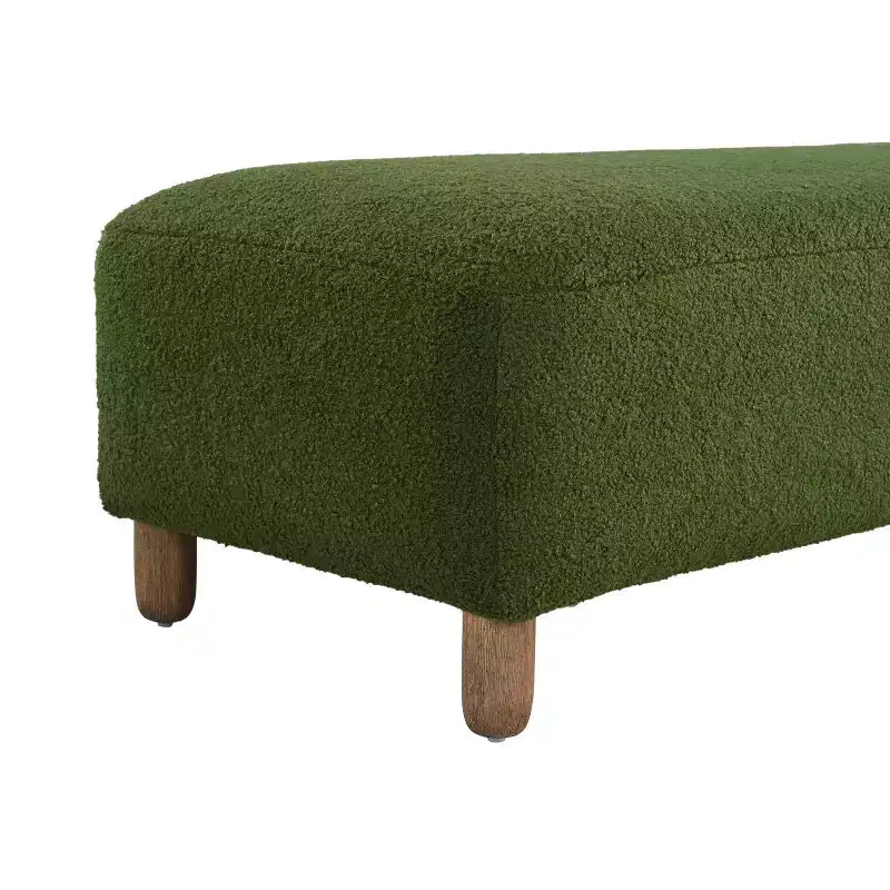 Cómodo banco otomano tapizado con patas de madera, taburete rectangular extralargo para dormitorio, entrada, pasillo