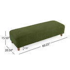 Cómodo banco otomano tapizado con patas de madera, taburete rectangular extralargo para dormitorio, entrada, pasillo