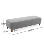 Cómodo banco otomano tapizado con patas de madera, taburete rectangular extralargo para dormitorio, entrada, pasillo