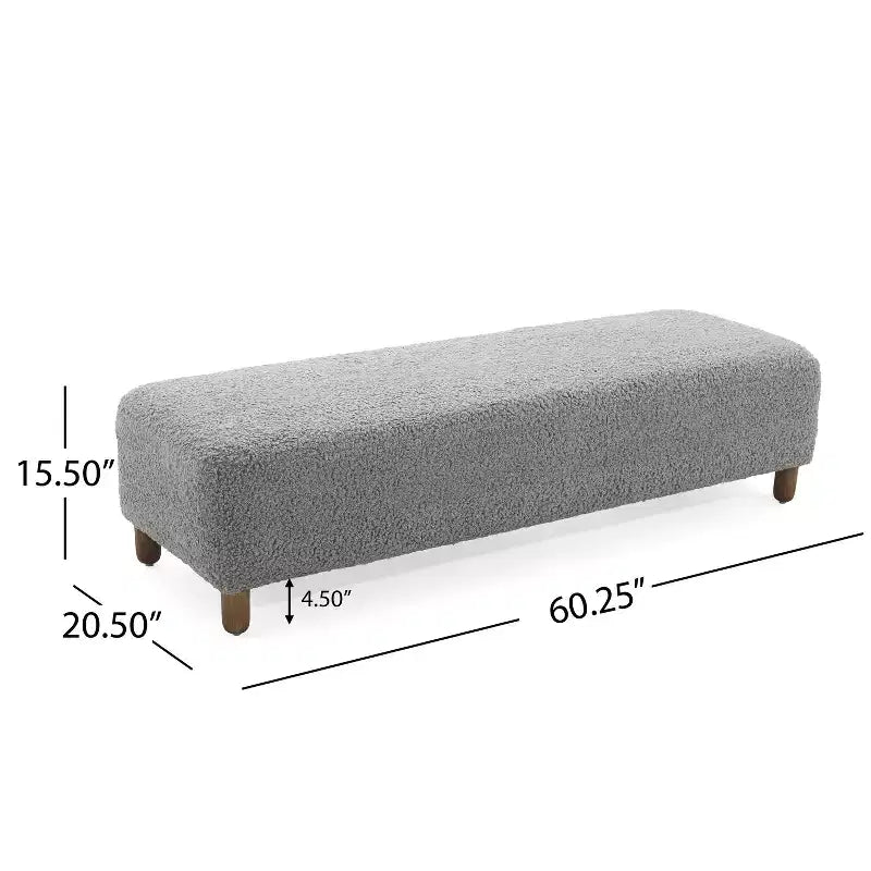 Cómodo banco otomano tapizado con patas de madera, taburete rectangular extralargo para dormitorio, entrada, pasillo