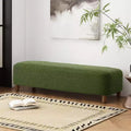 Cómodo banco otomano tapizado con patas de madera, taburete rectangular extralargo para dormitorio, entrada, pasillo