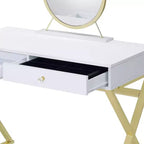 Tocador contemporáneo con espejo, tocador de maquillaje con LED ajustable, mesa de tocador con 7 cajones para dormitorio
