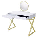 Tocador contemporáneo con espejo, tocador de maquillaje con LED ajustable, mesa de tocador con 7 cajones para dormitorio
