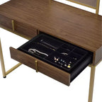 Tocador contemporáneo con espejo, tocador de maquillaje con LED ajustable, mesa de tocador con 7 cajones para dormitorio
