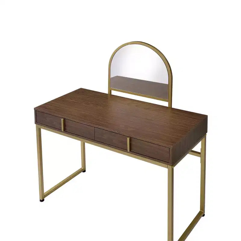 Tocador contemporáneo con espejo, tocador de maquillaje con LED ajustable, mesa de tocador con 7 cajones para dormitorio