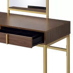 Tocador contemporáneo con espejo, tocador de maquillaje con LED ajustable, mesa de tocador con 7 cajones para dormitorio