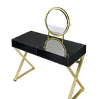Tocador contemporáneo con espejo, tocador de maquillaje con LED ajustable, mesa de tocador con 7 cajones para dormitorio