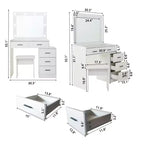 Tocador contemporáneo con espejo, tocador de maquillaje con LED ajustable, mesa de tocador con 7 cajones para dormitorio