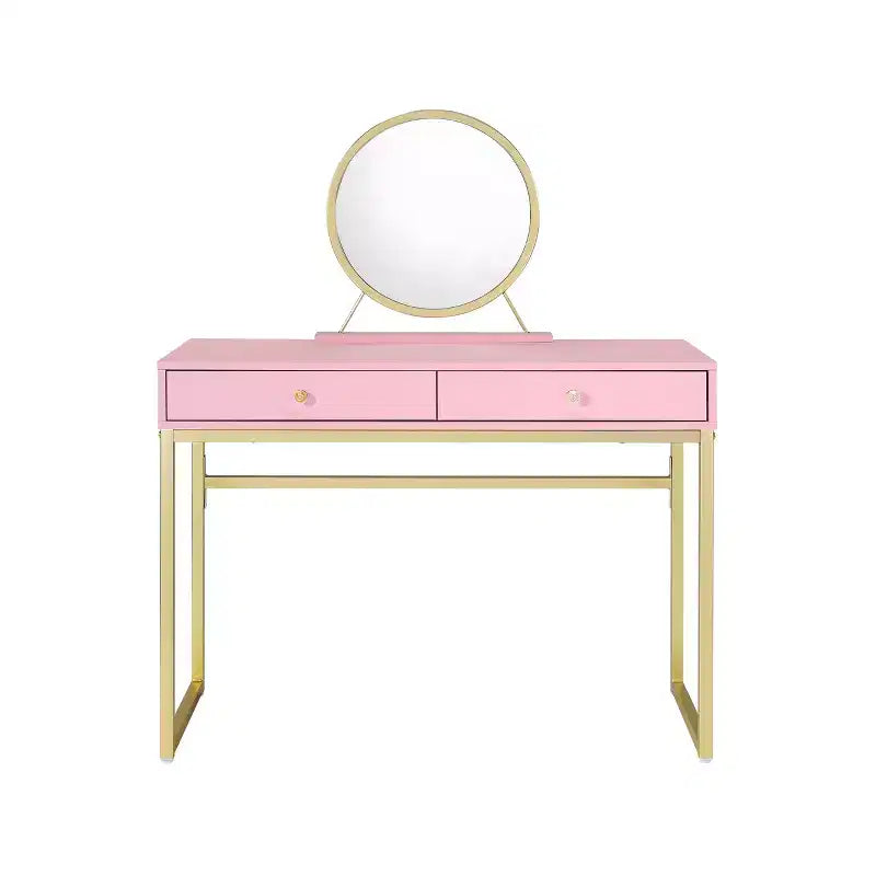 Tocador contemporáneo con espejo, tocador de maquillaje con LED ajustable, mesa de tocador con 7 cajones para dormitorio