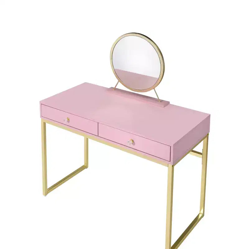 Tocador contemporáneo con espejo, tocador de maquillaje con LED ajustable, mesa de tocador con 7 cajones para dormitorio