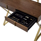 Tocador contemporáneo con espejo, tocador de maquillaje con LED ajustable, mesa de tocador con 7 cajones para dormitorio