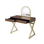 Tocador contemporáneo con espejo, tocador de maquillaje con LED ajustable, mesa de tocador con 7 cajones para dormitorio