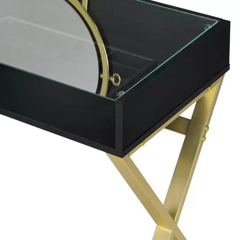 Tocador contemporáneo con espejo, tocador de maquillaje con LED ajustable, mesa de tocador con 7 cajones para dormitorio
