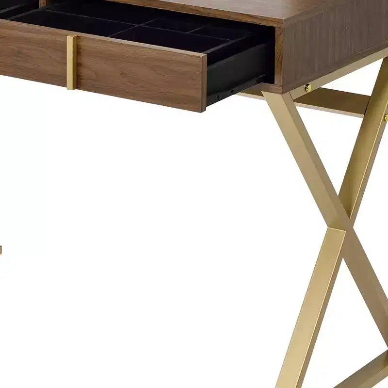 Tocador contemporáneo con espejo, tocador de maquillaje con LED ajustable, mesa de tocador con 7 cajones para dormitorio