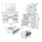 Tocador contemporáneo con espejo, tocador de maquillaje con LED ajustable, mesa de tocador con 7 cajones para dormitorio