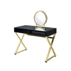 Tocador contemporáneo con espejo, tocador de maquillaje con LED ajustable, mesa de tocador con 7 cajones para dormitorio