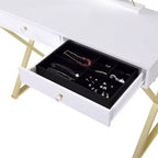 Tocador contemporáneo con espejo, tocador de maquillaje con LED ajustable, mesa de tocador con 7 cajones para dormitorio