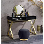 Tocador contemporáneo con espejo, tocador de maquillaje con LED ajustable, mesa de tocador con 7 cajones para dormitorio