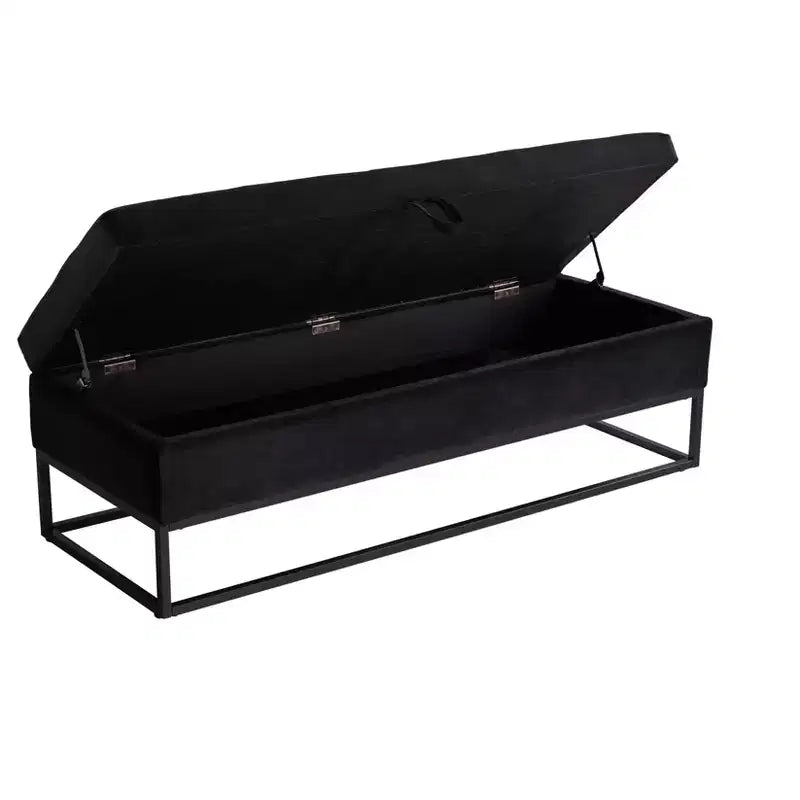 58.6 Banco otomano de almacenamiento de terciopelo con botones capitoné, tapizado, base de metal, reposapiés, banco de cama para recibidor y dormitorio