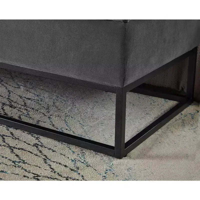 58.6 Banco otomano de almacenamiento de terciopelo con botones capitoné, tapizado, base de metal, reposapiés, banco de cama para recibidor y dormitorio