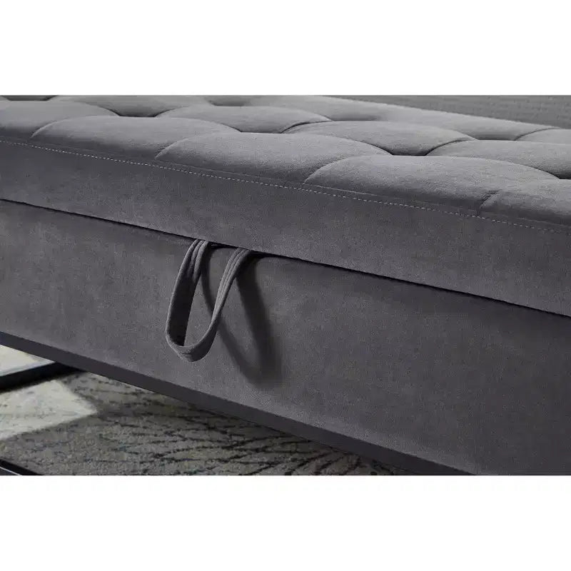 58.6 Banco otomano de almacenamiento de terciopelo con botones capitoné, tapizado, base de metal, reposapiés, banco de cama para recibidor y dormitorio