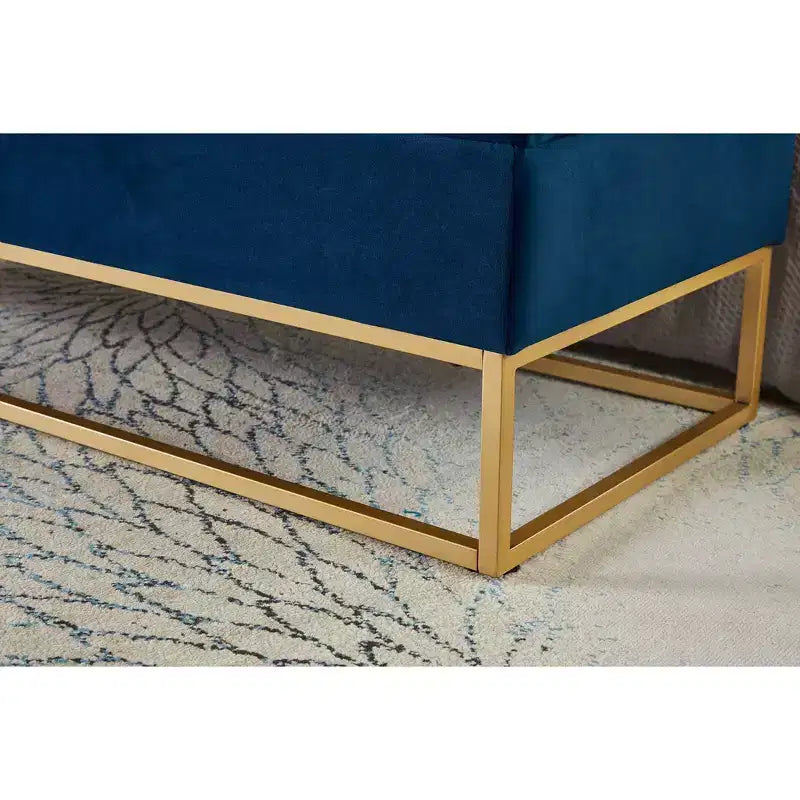 58.6 Banco otomano de almacenamiento de terciopelo con botones capitoné, tapizado, base de metal, reposapiés, banco de cama para recibidor y dormitorio